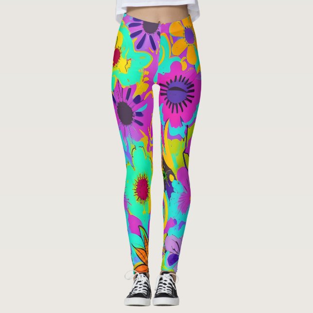 Power abstrakt Blume Leggings (Vorderseite)