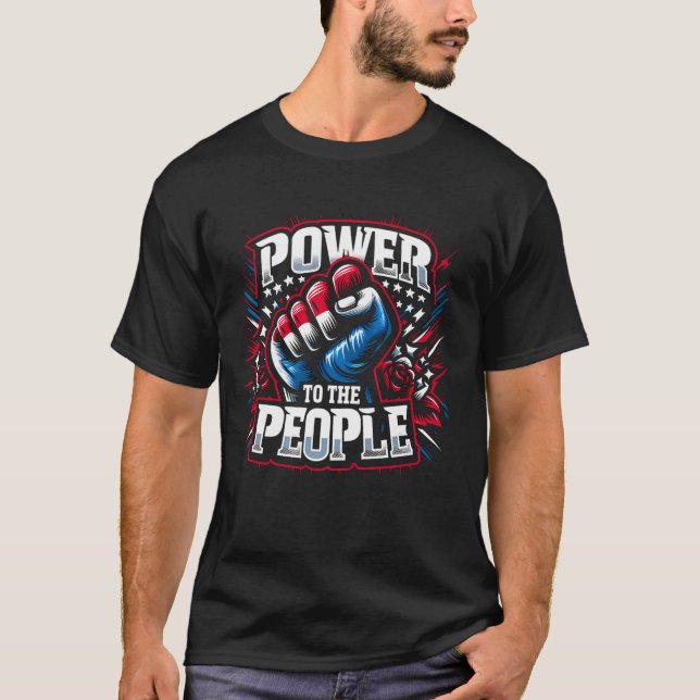 Power an die Volksfaust Zeichnend T-Shirt (Vorderseite)