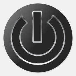 POWER Button Klassischer Rundaufkleber, glänzend,  Runder Aufkleber