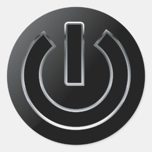 POWER Button Klassischer Rundaufkleber, glänzend, Runder Aufkleber