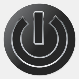 POWER Button Klassischer Rundaufkleber, glänzend,  Runder Aufkleber