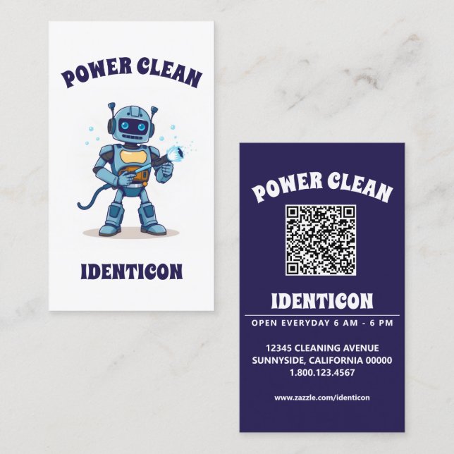 Power Clean mit QR-Code Visitenkarte (Vorne/Hinten)
