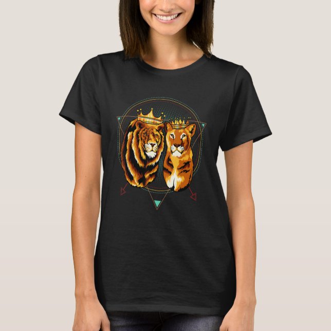 Power Couple Lion Lioness King & Queen Family Roya T-Shirt (Vorderseite)