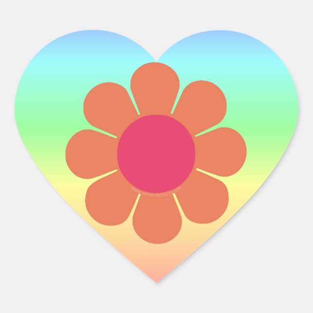 Power der 70er Blume Herz-Aufkleber (Vorderseite)
