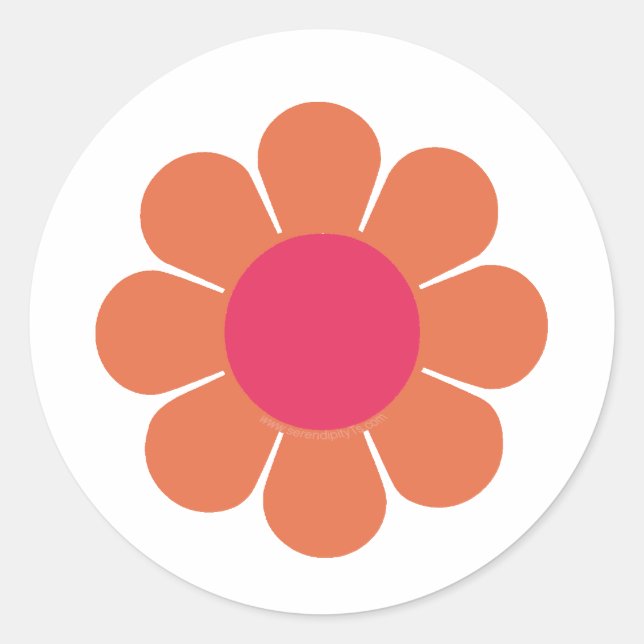Power der 70er Blume Runder Aufkleber (Vorderseite)