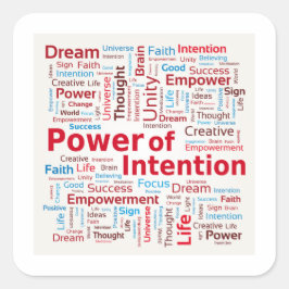 Power der Absicht Word Cloud Erfolg farbenfroh Quadratischer Aufkleber