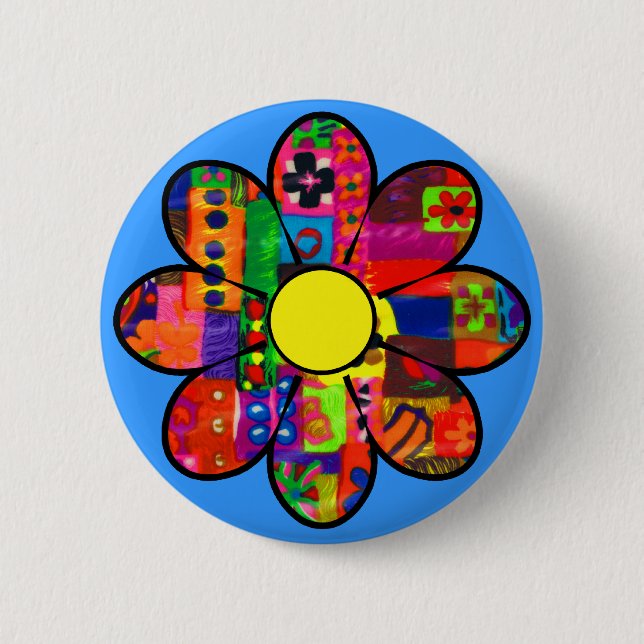 Power der sechziger Blume Button (Vorderseite)