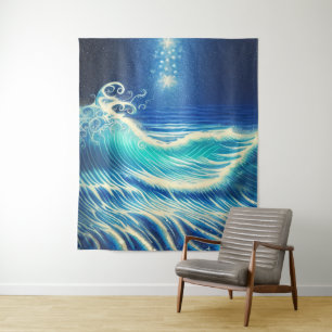 Power des Blauen Ozeans Wandteppich