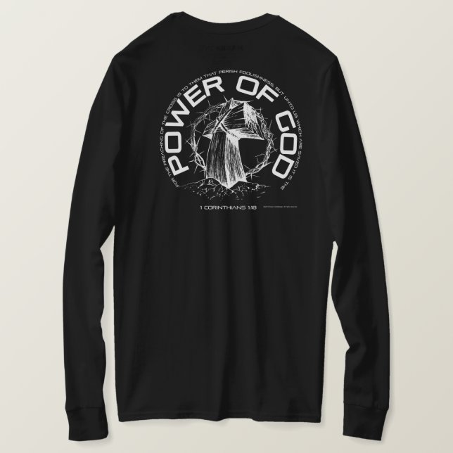 Power des Gottes - lange Hülse, schwarz T-Shirt (Design Rückseite)