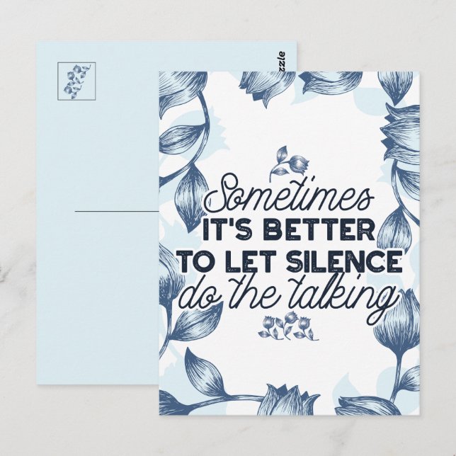 Power des Schweigens - inspirierendes Zitat Postkarte (Vorne/Hinten)