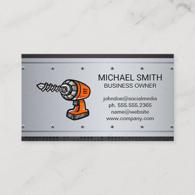 Power-Drill | Metallrivets Visitenkarte (Vorderseite)