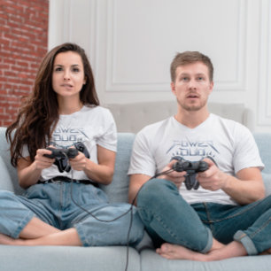 Power Duo Sleek Gray Gaming-T-Shirt T-Shirt