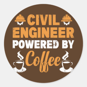 Power durch Kaffee Zivile Technik Funny Zivil Runder Aufkleber