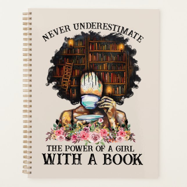 Power eines Mädchens mit Buch Planer (Vorderseite)