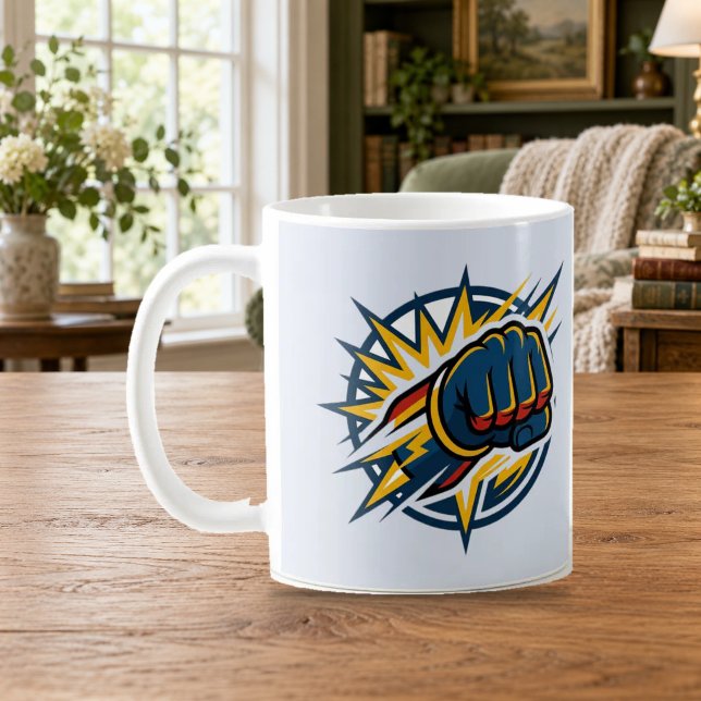 Power Fist Blitz-Emblem Heldentasse Kaffeetasse (Von Creator hochgeladen)