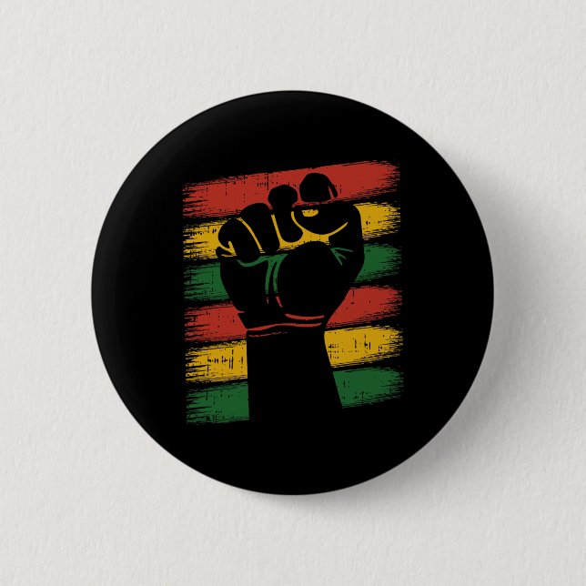 Power Fist Juneteenth Cool Melanin Pride African Button (Vorderseite)