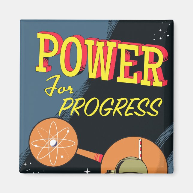Power For Progress Vintage-Atomposter Magnet (Vorne)