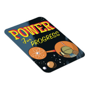 Power For Progress Vintage-Poster zur Atomkraft Magnet