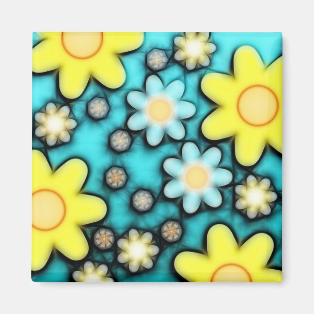 Power Gelb und Blau Blume Art Magnet (Vorne)