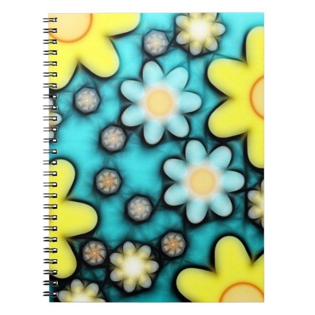 Power Gelb und Blau Blume Art Notizblock (Vorderseite)