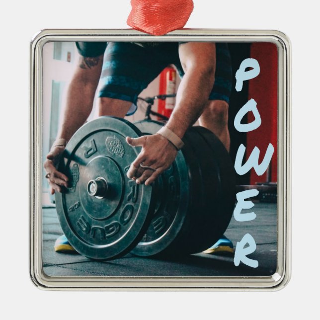 Power Gewicht Lifting Gym Health Ornament Aus Metall (Vorne)