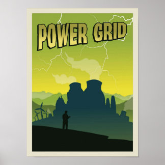 Power Grid Board Game Minimalistisch Travel Style  Poster