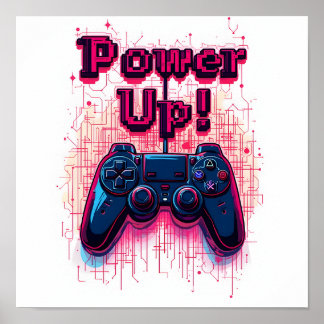 Power hoch! Gaming-Controller Poster
