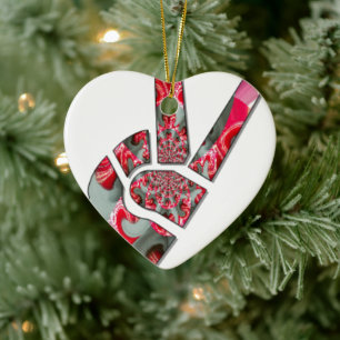 Power in der Palme: Der Zwei-Finger-Salute Keramik Ornament