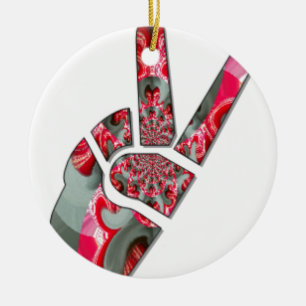 Power in der Palme: Der Zwei-Finger-Salute Keramik Ornament