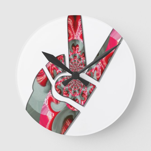 Power in der Palme: Der Zwei-Finger-Salute Runde Wanduhr (Vorderseite)