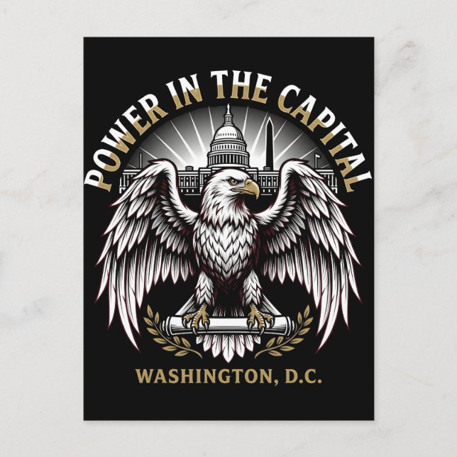 Power in the Capital Washington DC Bald Eagle Art Postkarte (Vorderseite)