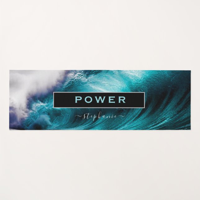 Power Inspiration Word Ozeanwelle Yogamatte (Vorderseite (Horizontal))