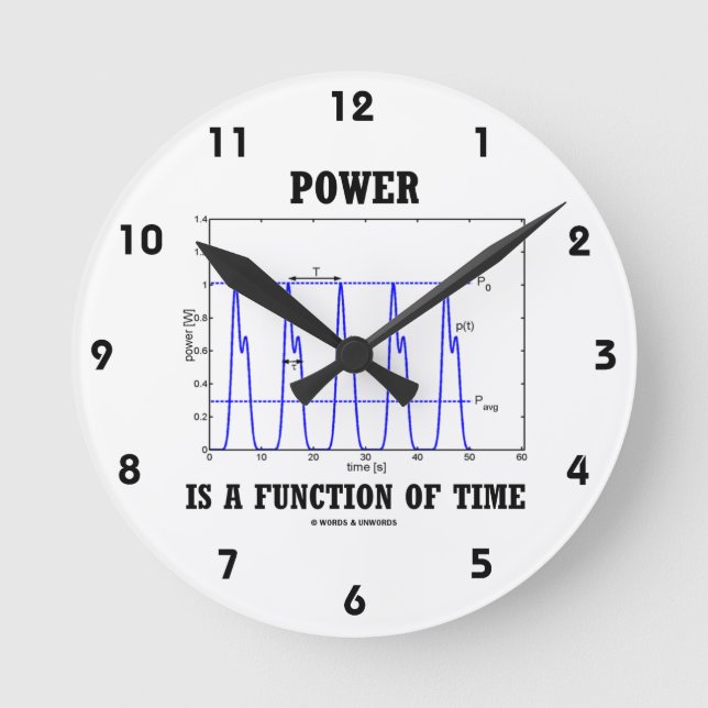 Power ist eine Funktion der Zeit (Physik) Runde Wanduhr (Vorderseite)