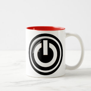Power-Knopf-Kaffee-Tasse Zweifarbige Tasse
