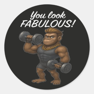Power Lifter Gorilla - Fabelhaft und kraftvoll Runder Aufkleber