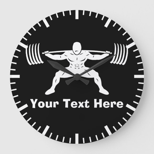 "POWER LIFTING"-Power-Squat-Logo - individuell anp Große Wanduhr (Vorderseite)