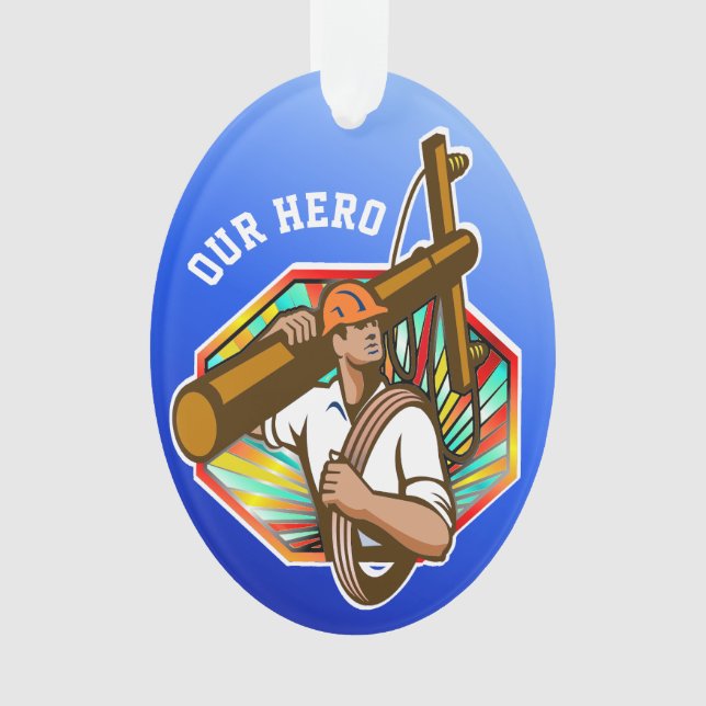 Power Line Electric Lineman - Bewertung Ornament (Vorderseite)