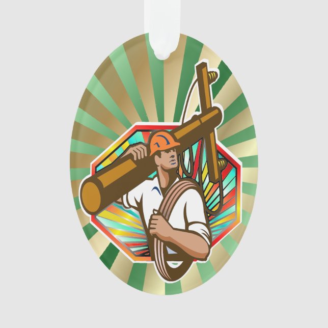 Power Line Lineman - Bewertung Ornament (Vorderseite)