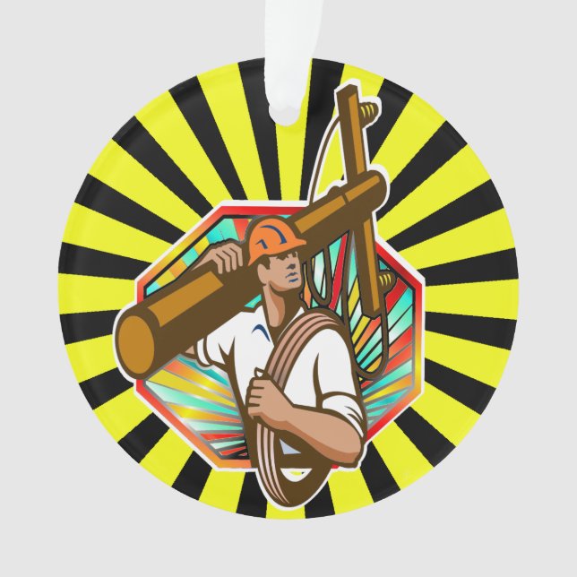 Power Line Lineman - Bewertung Ornament (Vorderseite)