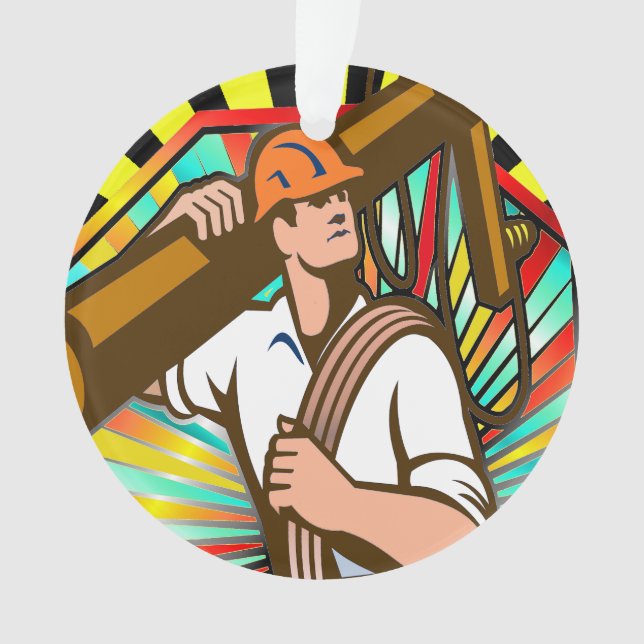 Power Line Lineman - Bewertung Ornament (Vorderseite)