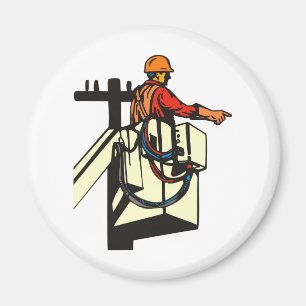 Power Lineman Electrician Worker Magnet