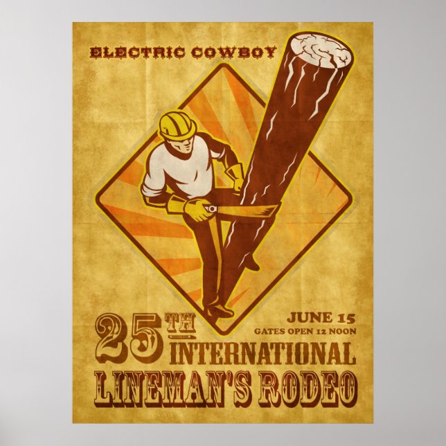 Power Lineman Elektriker Repräsident Vintage-Plaka Poster (Vorne)