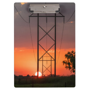 Power Lines Sunset Silhouette Klemmbrett