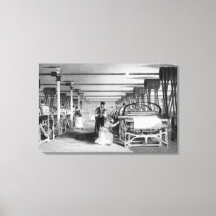 Power Loom Weaving, graviert von J. Tingle, 1835 Leinwanddruck