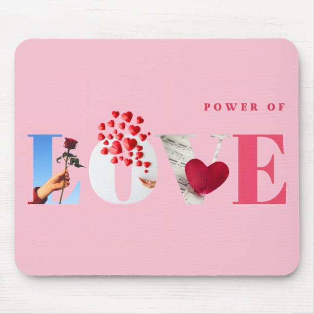 Power of Love Zitat Romantisches Sanftes Hellrosa Mousepad (Vorne)
