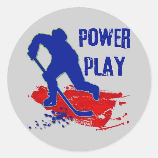 POWER PLAY HOCKEY RUNDER AUFKLEBER (Vorderseite)