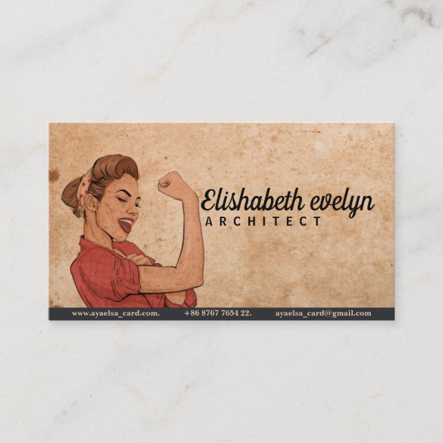 Power Pop Kunst Frauen Handgezeichnet Vintag Visitenkarte (Vorderseite)