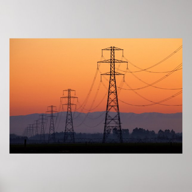 Power Pylons bei Sunset Poster (Vorne)