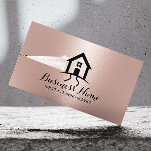 Power-Reinigung Wash House Logo Rose Gold Visitenkarte