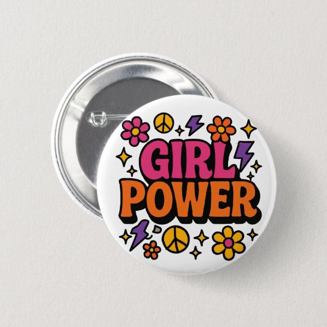 Power Retro Girl Button (Vorne & Hinten)